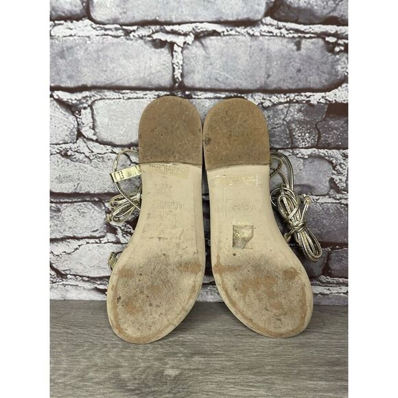 J. Crew Metallic Gold Leather Ankle Wrap Around Sandals Women’s Sz 7.5M US/38EU - Picture 6 of 16